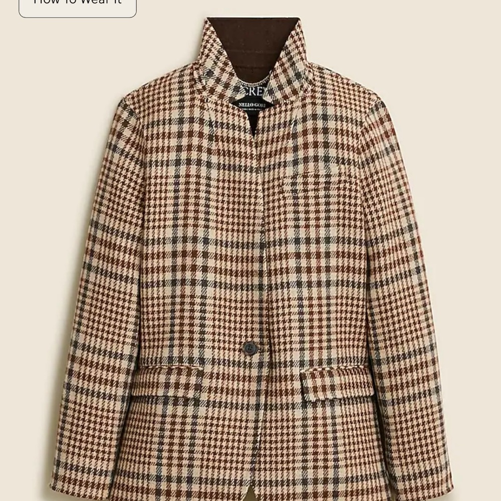 Jcrew Leighton blazer-jacket in plaid double-faced wool blend new with tags